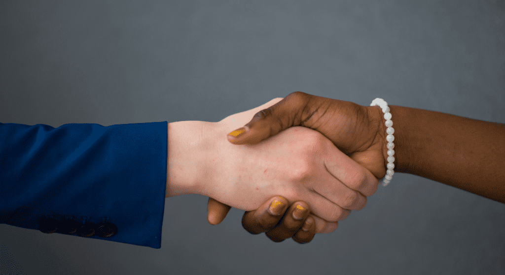 Hand Shake Black Lady White Man